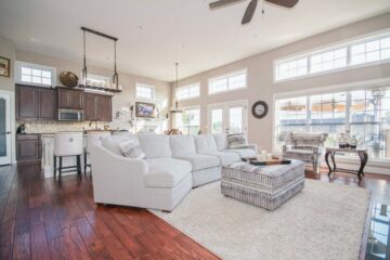 The interior design of a living room.